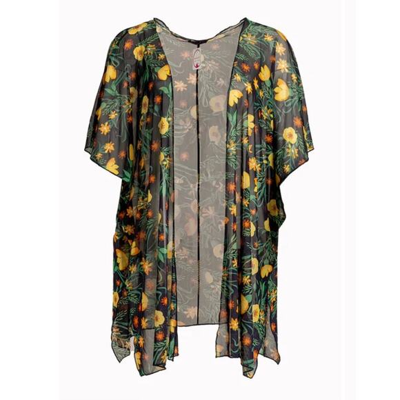 Shiela Rose Women’s Floral Semi-Sheer Open Front Cardigan Small  Multicolor NWT - Picture 1 of 8